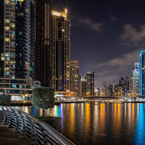 dubai skyline marina night